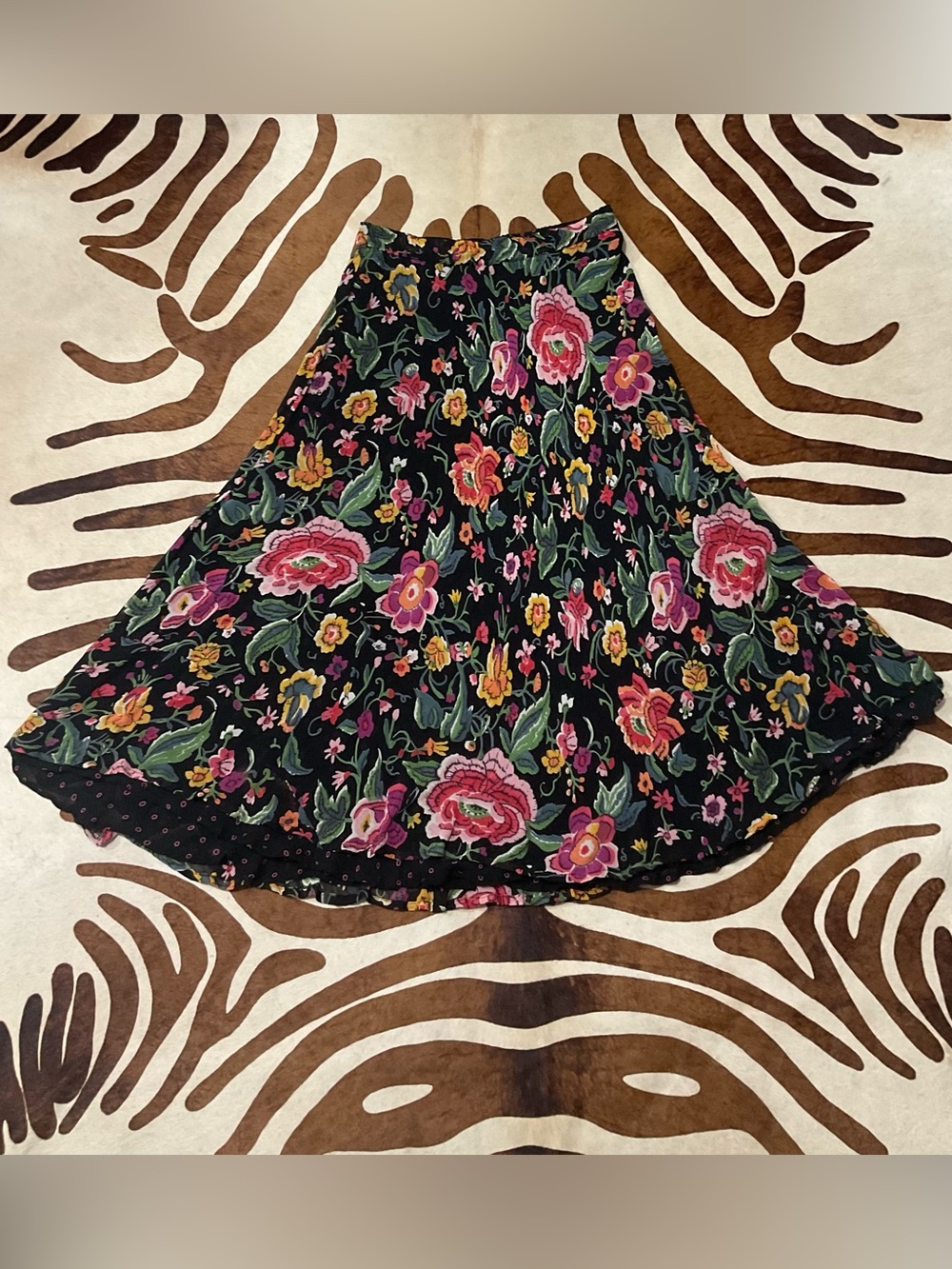 Orvis Reversible Rayon Floral Maxi Skirt, Romantic and Feminine, Size Medium